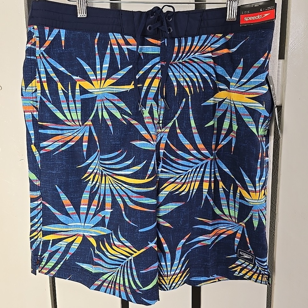Speedo Men's Peacoat Swim Board Shorts‎ Blue Tropical Large